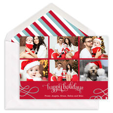 Red and Silver Foil Holiday Collage Photo Cards