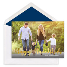 Foil Large Script Hanukkah Flat Photo Cards