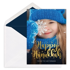 Happy Hanukkah Starburst Vertical Photo Cards
