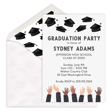 Black Sleeves Hat Toss Graduation Party Invitations