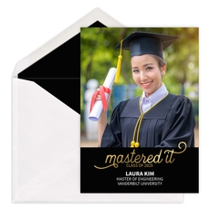 Foil Script Mastered It Photo Graduation Announcements