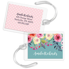 Blue Watercolor Roses Luggage Tags