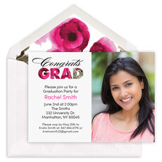 Floral Photo Graduation Invitations