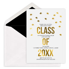 Foil Graduation Cap Confetti Invitations