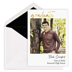 Foil Script Graduate Multiple Photo Graduation Invitations