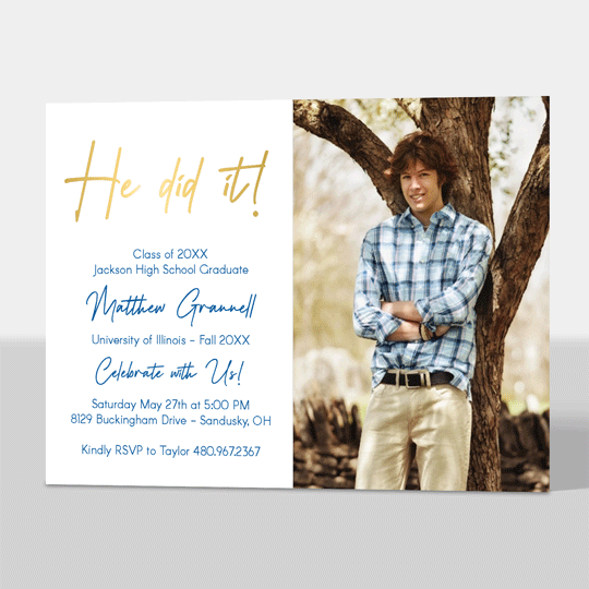 Foil They Did It Photo Graduation Invitations