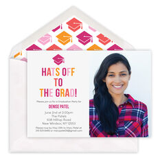 Hats Off To The Grad Photo Graduation Invitations
