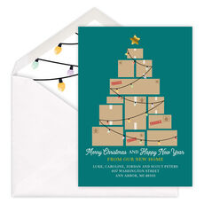 Foil Tree of Boxes Holiday Moving Announcements