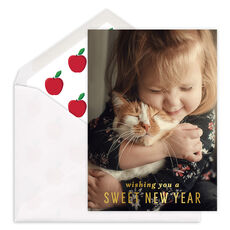 Vertical Sweet New Year Foil Photo Jewish New Year Cards