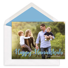 Large Script Hanukkah Flat Photo Cards