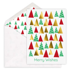 Gold Foil Modern Tree Folded Holiday Cards