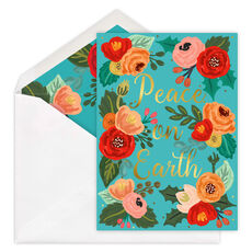 Gold Foil Peace on Earth Folded Holiday Cards