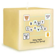 Cute Blocks Animals Baby Shower 3-Inch Candle