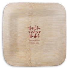 Mistletoe and Merlot Square Bamboo Plates