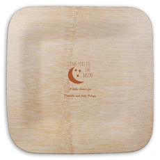 Love You To The Moon Square Bamboo Plates