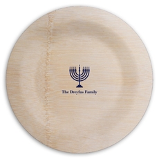 Lights of the Menorah Round Bamboo Plates