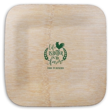 Life Is Better On The Farm Square Bamboo Plates