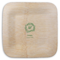 Initial Wreath Square Bamboo Plates