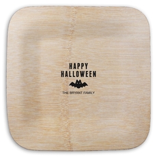 Happy Halloween Bat Square Bamboo Plates