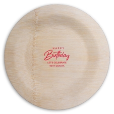 Happy Birthday Sophisticate Round Bamboo Plates