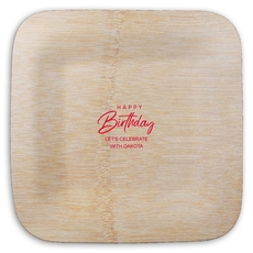 Happy Birthday Sophisticate Square Bamboo Plates