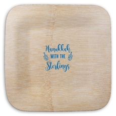 Hanukkah Dreidels Square Bamboo Plates