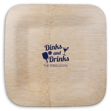 Fun Dinks and Drinks Square Bamboo Plates