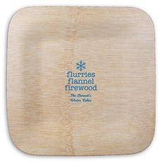 Flurries Flannel Firewood Square Bamboo Plates