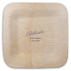 Expressive Script Celebrate Square Bamboo Plates