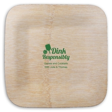 Dink Responsibly Square Bamboo Plates