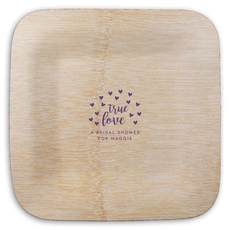 Confetti Hearts True Love Square Bamboo Plates