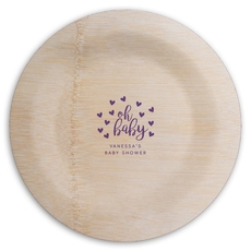 Confetti Hearts Oh Baby Round Bamboo Plates