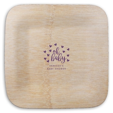 Confetti Hearts Oh Baby Square Bamboo Plates