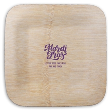 Bold Script Mardi Gras Square Bamboo Plates