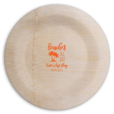 Beaches All Day Round Bamboo Plates