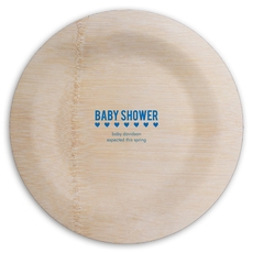 Baby Shower with Hearts Round Bamboo Plates
