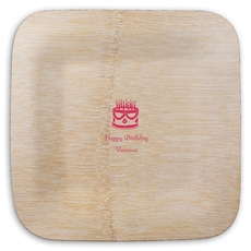 Sweet Floral Birthday Cake Square Bamboo Plates