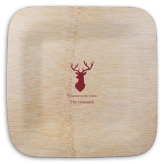 Mounted Buck Square Bamboo Plates
