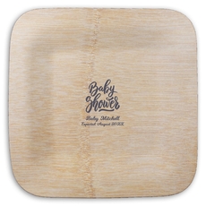 Handwritten Baby Shower Square Bamboo Plates
