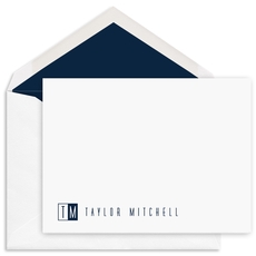 Block Duogram Flat Note Cards - Raised Ink