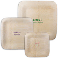 Design Your Own Big Name with Text Square Bamboo Plates