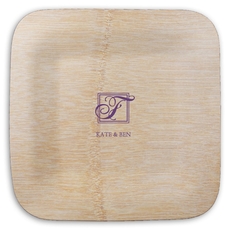 Pick Your Single Initial Monogram with Text Square Bamboo Plates
