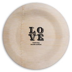 Retro Love Round Bamboo Plates