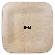 Large Initials Square Bamboo Plates