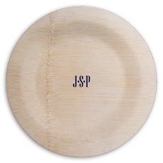 Simple 3 Initials Monogram Round Bamboo Plates