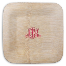 Large Interlocking Script Monogram Square Bamboo Plates