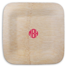 Rounded Monogram Square Bamboo Plates