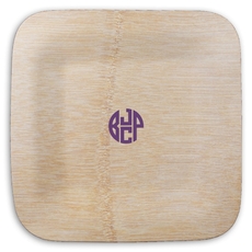 4 Initial Rounded Monogram Square Bamboo Plates