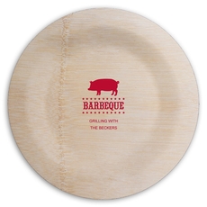 BBQ Pig Round Bamboo Plates