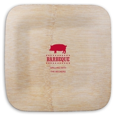 BBQ Pig Square Bamboo Plates